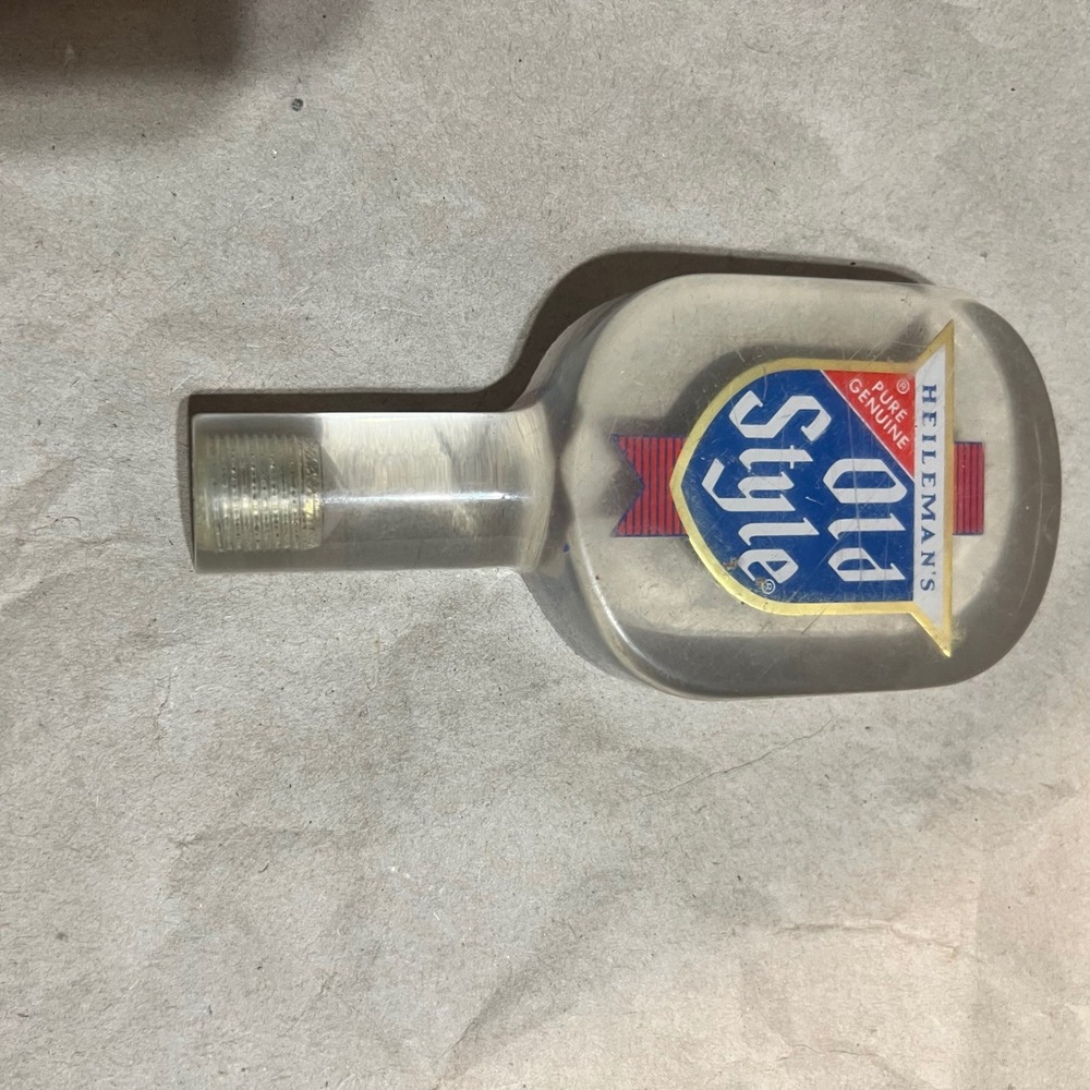 Heileman Old Style Tap Handle Clear Acrylic Shield Logo Vintage Shorty Beer